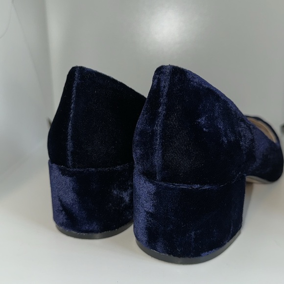 Zara Basic Navy Blue Velvet Block Heel Pumps Heels Women’s EU 39 - Picture 6 of 11